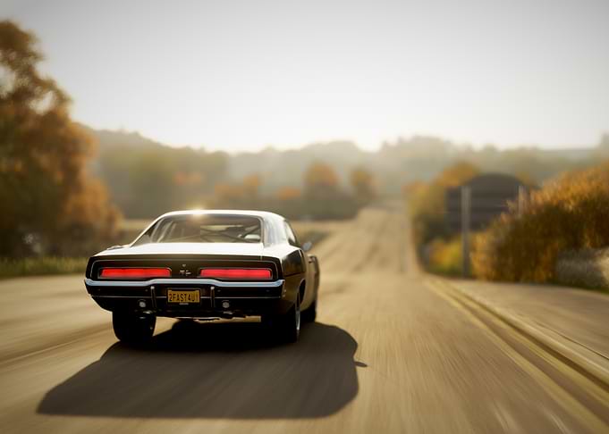 Classic Muscle Car on a Country Road