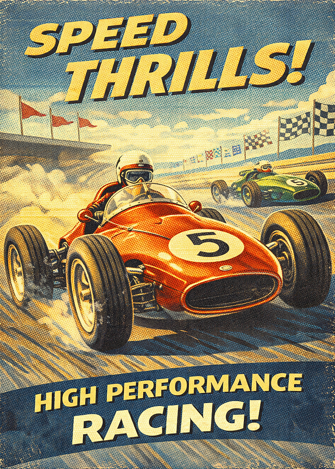 Vintage Speed Thrills Racing Poster