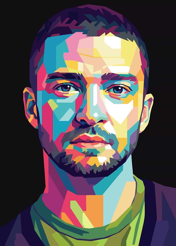 Colorful Pop Art Portrait of Justin Timberlake