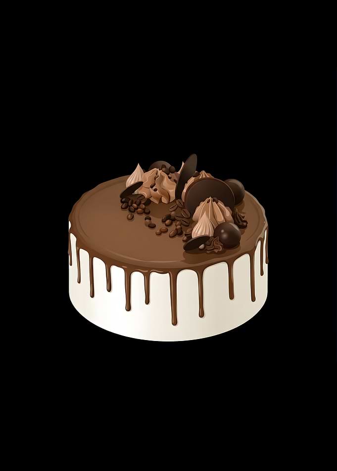 Chocolate Drip Cake with Coffee Decor