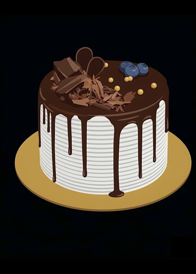 Chocolate Drip Cake with Blueberries