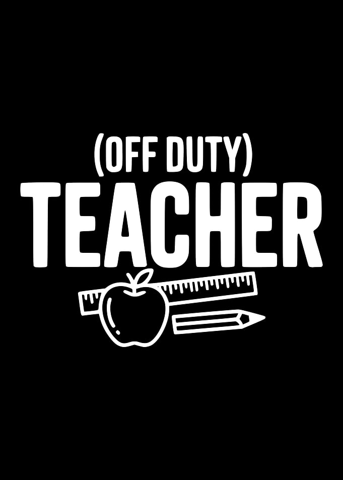 Teacher Off Duty Apple Ruler Pencil
