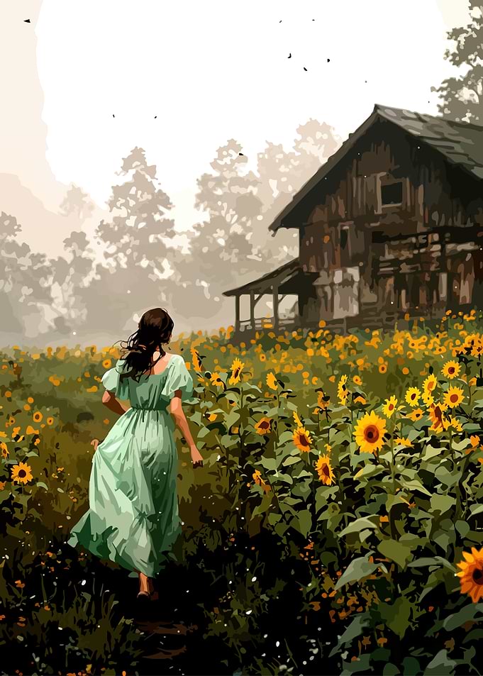 Girl in Sunflower Field