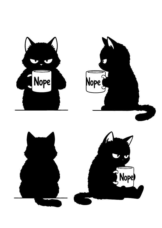 Grumpy Black Cat with Nope Mug