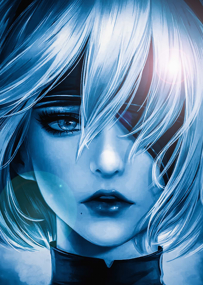 Anime Girl with White Hair and Blue Eyes