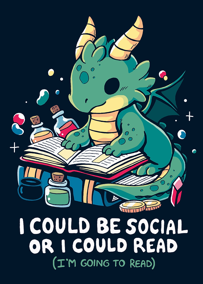 Cute Dragon Reading Books