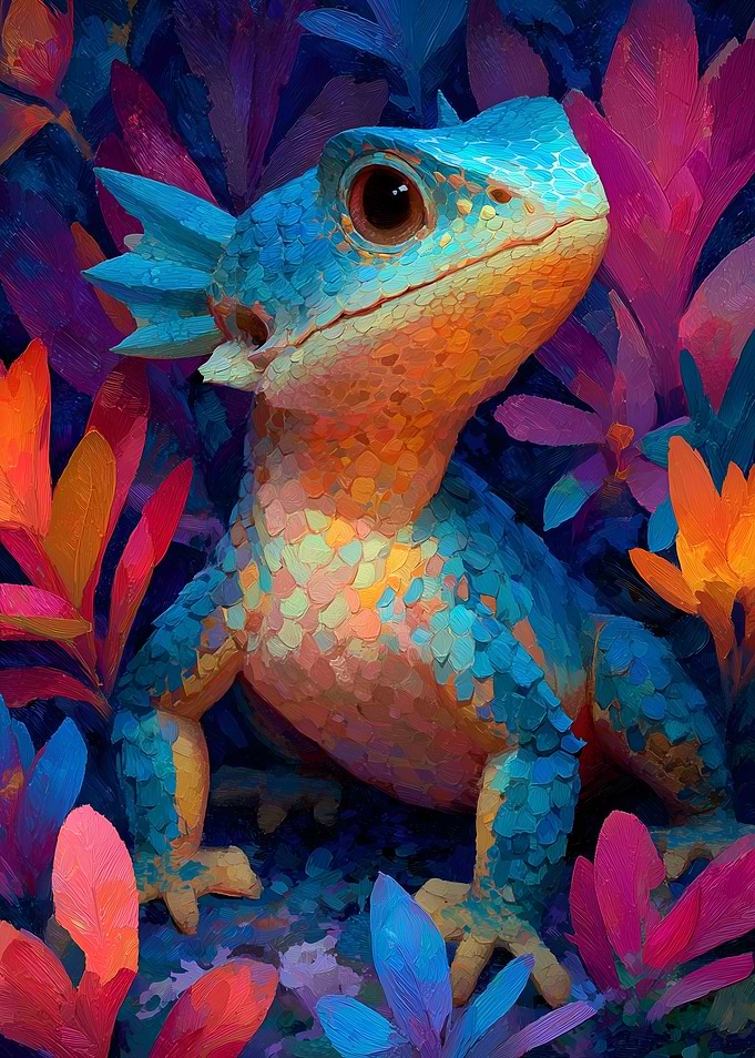 Vibrant Lizard in Colorful Foliage