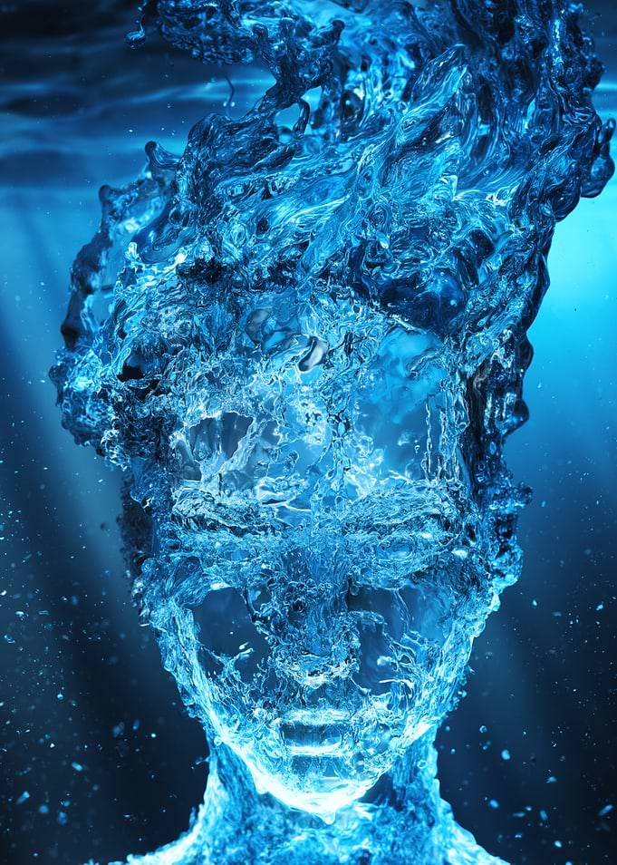 Water Sculpture of a Human Face