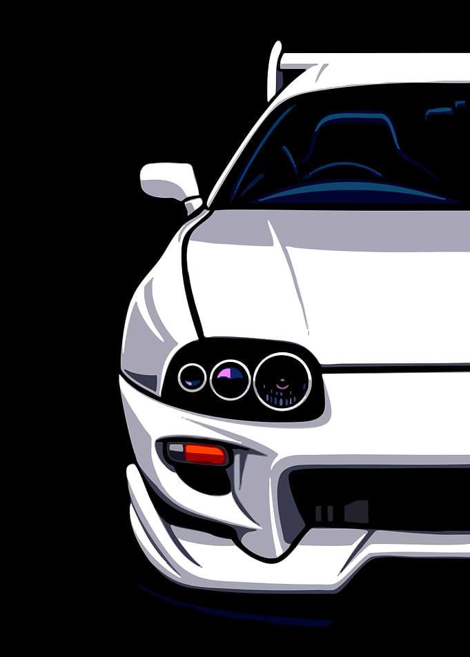 White Toyota Supra Headlights