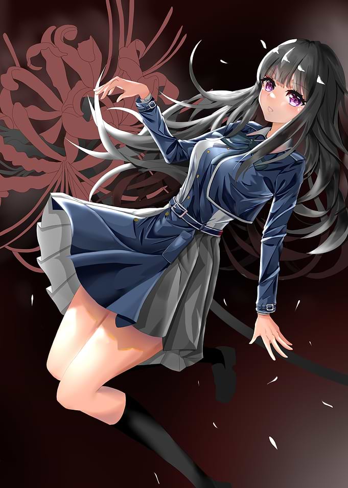 Girl with Spider Lily Background