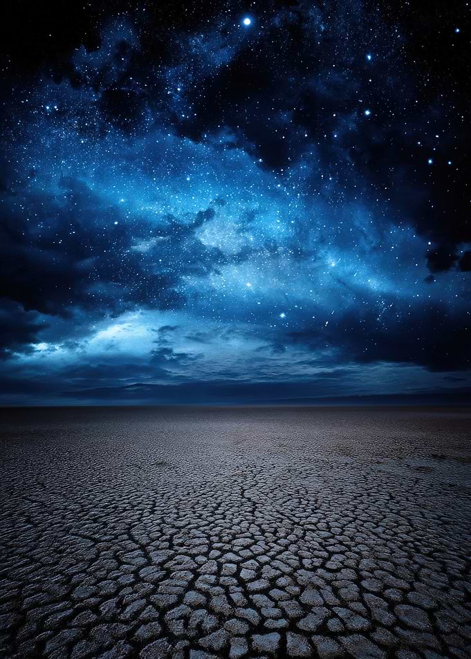 Starry Night Over Cracked Earth