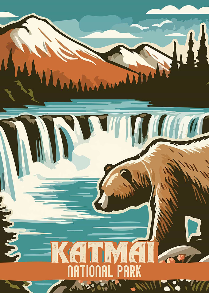 Katmai National Park Vintage Poster