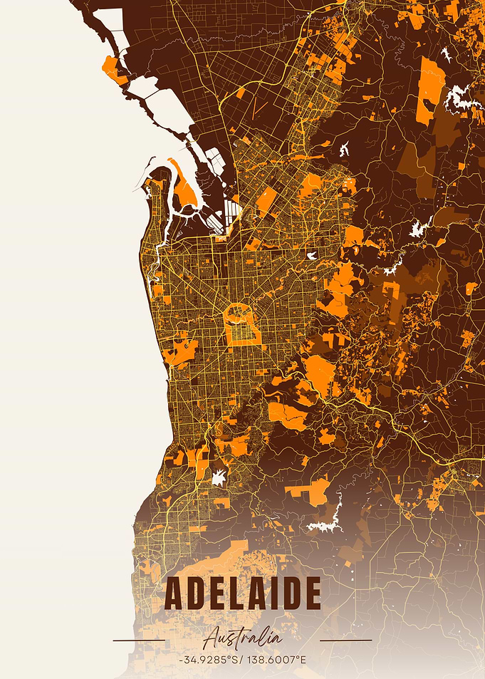Adelaide Australia Map Art