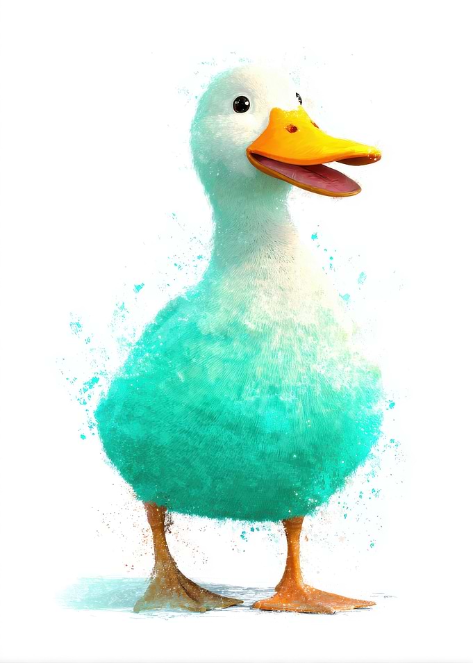Cute Teal and White Duckling