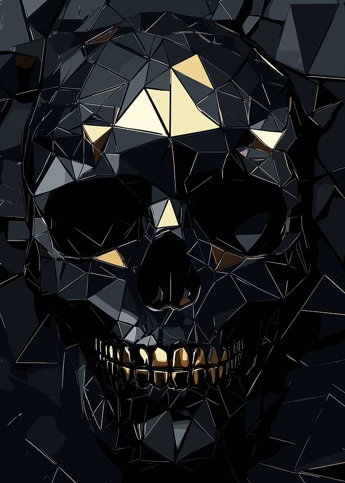 Abstract Black and Gold Skull