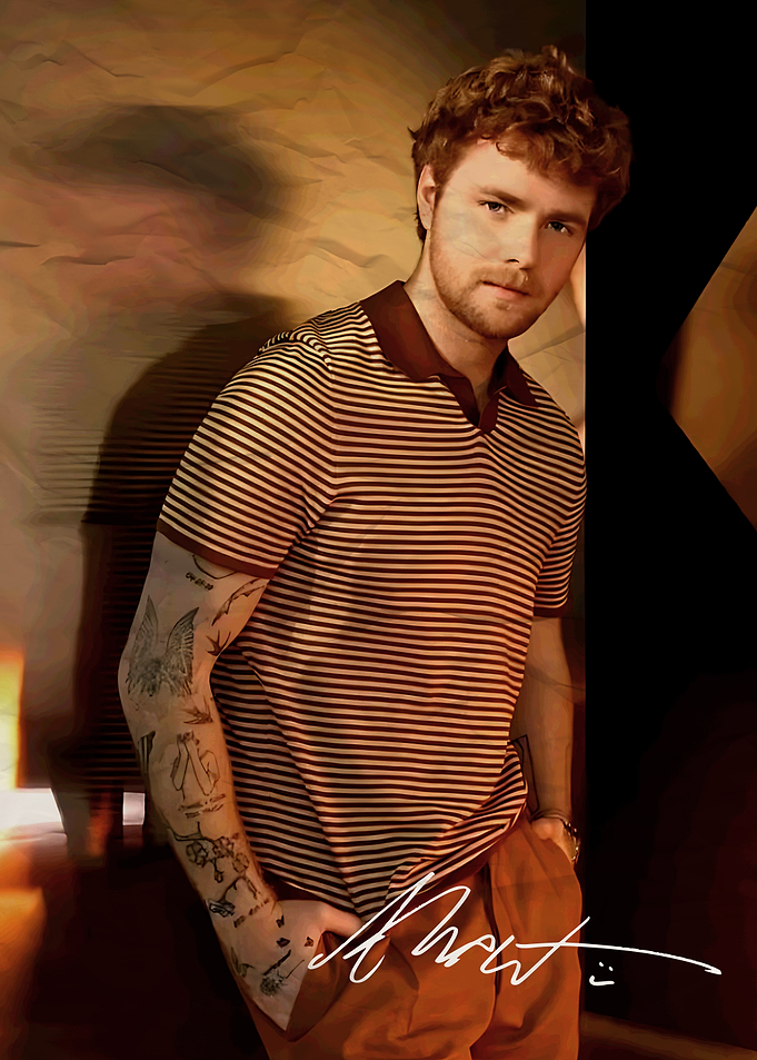 alex warren with tattoos and striped shirt