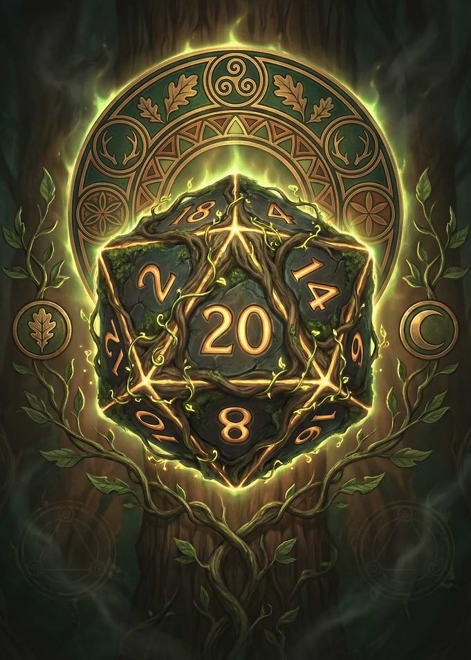 Nature-themed D20 Dice