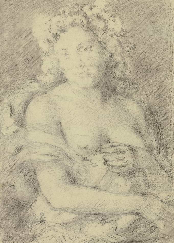 Sketch of a Woman with Flowers in Hair