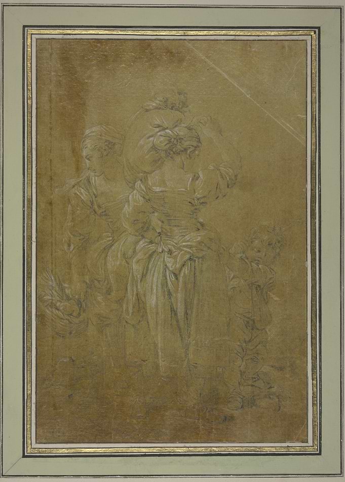 Three figures in historical attire