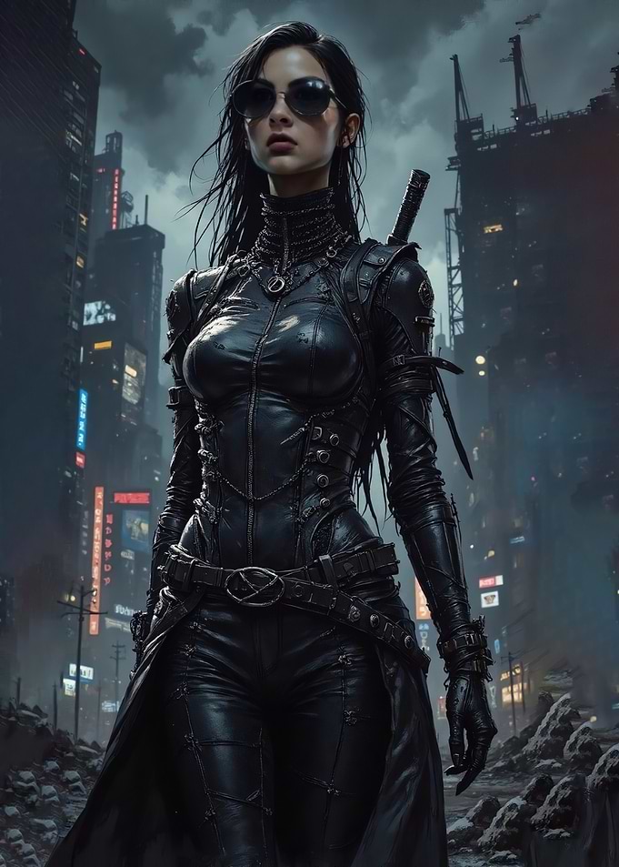 Cyberpunk Woman in Futuristic City