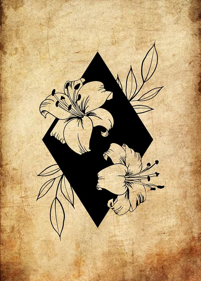 Floral Diamond Tattoo Design