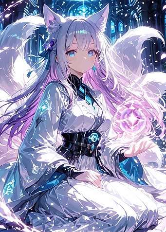 Anime Kitsune Holding Magical Orb