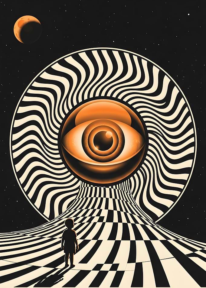 Surreal Eye and Child in Space