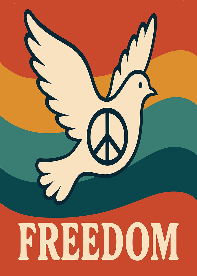 Dove of Peace with Freedom Text