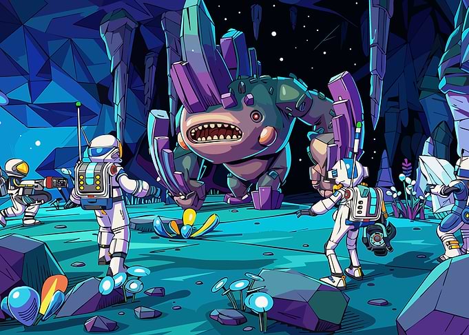 Astronauts vs Alien Monster in Cave