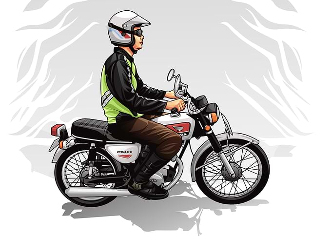 Man riding a vintage Honda motorcycle