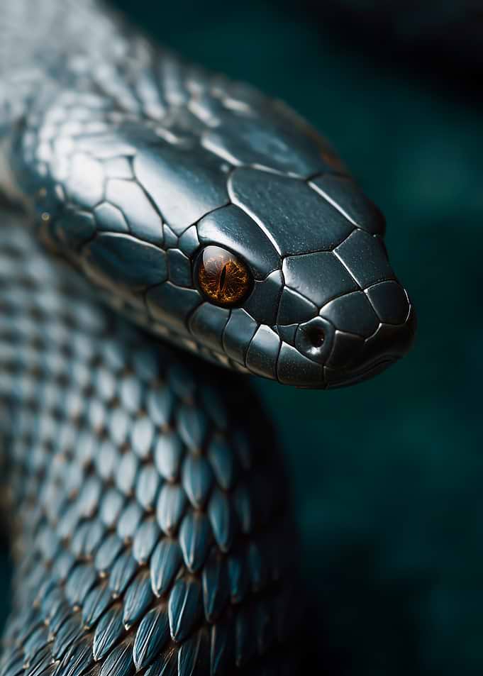 Metal Snake with amber eye
