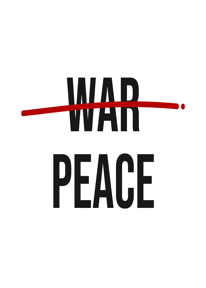 War crossed out, peace emphasized