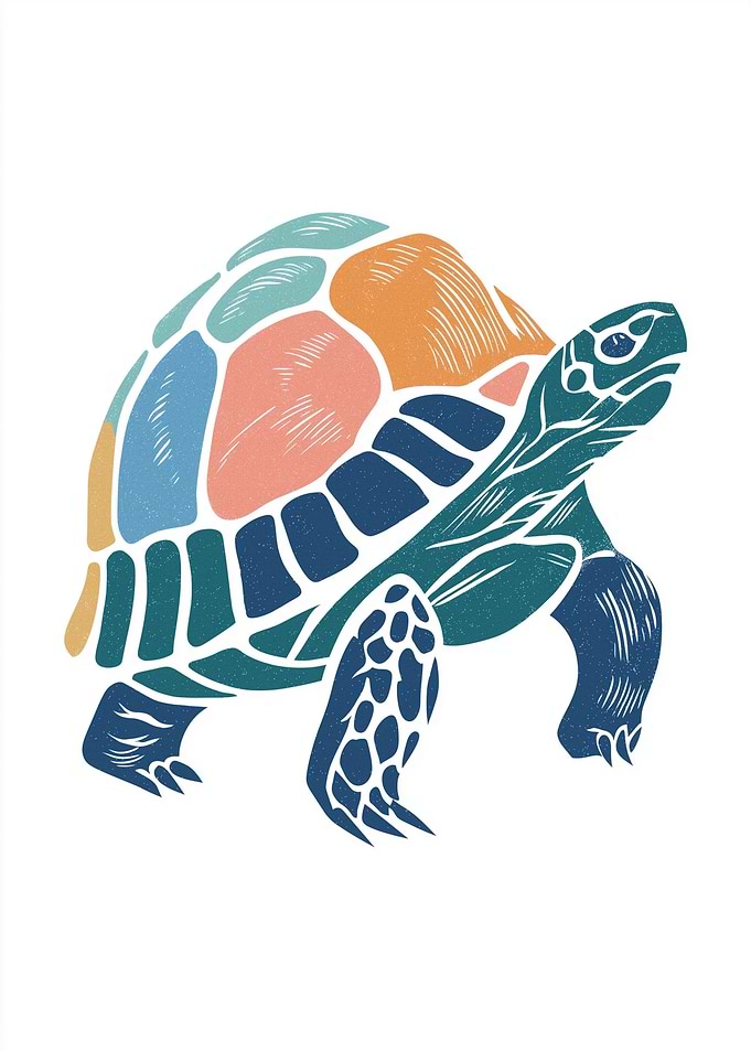 Colorful Geometric Turtle Illustration