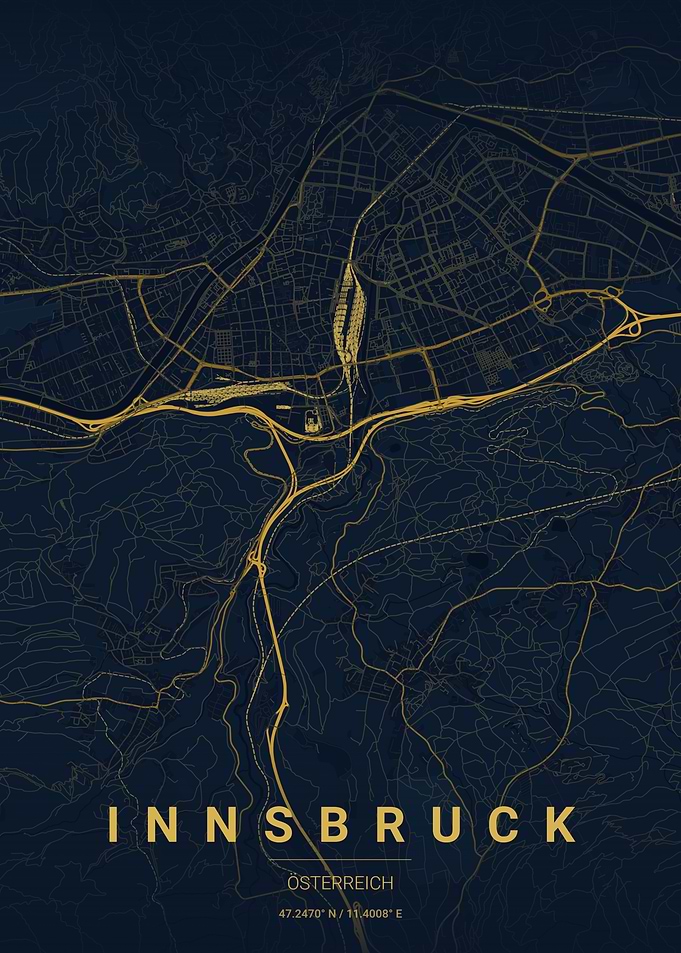 Innsbruck Street Map Poster – Midnight Edition