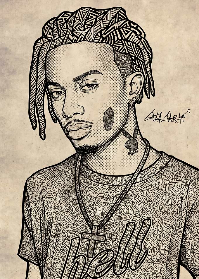 Playboi Carti Portrait with Intricate Patterns