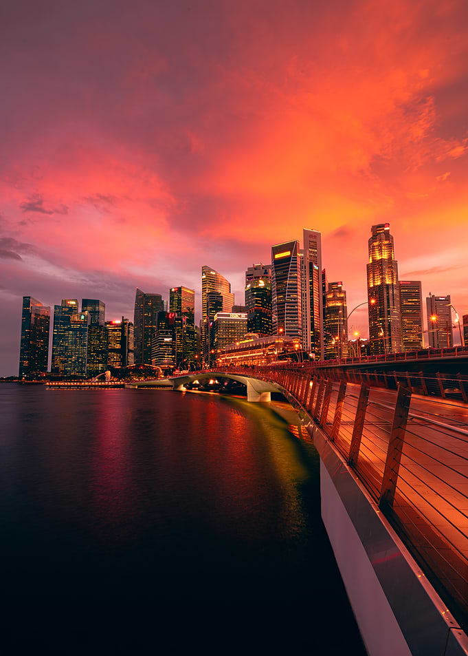 Portrait Print of Singapore's Jubilee Bridge at Golden Hour