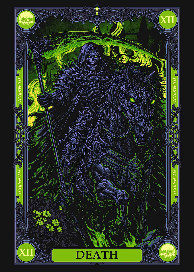 Death Tarot Card Grim Reaper on Horse