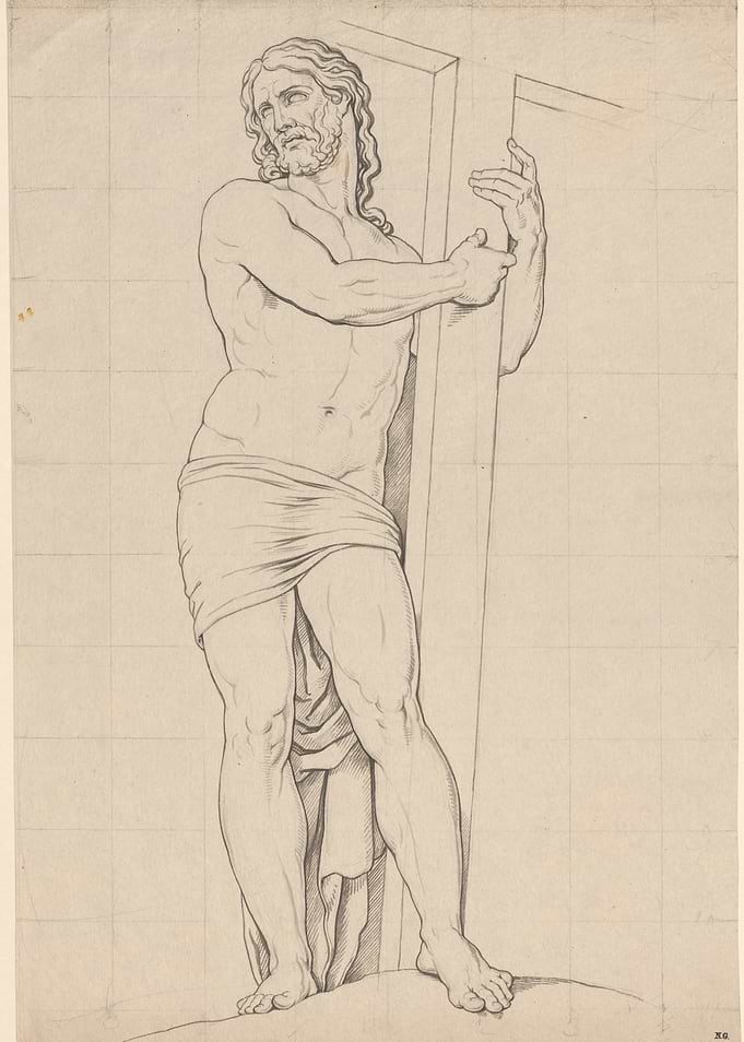 Jesus Christ holding a cross