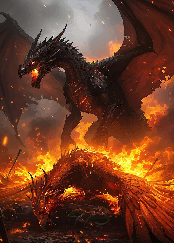 Dragon vs. Phoenix in Fire