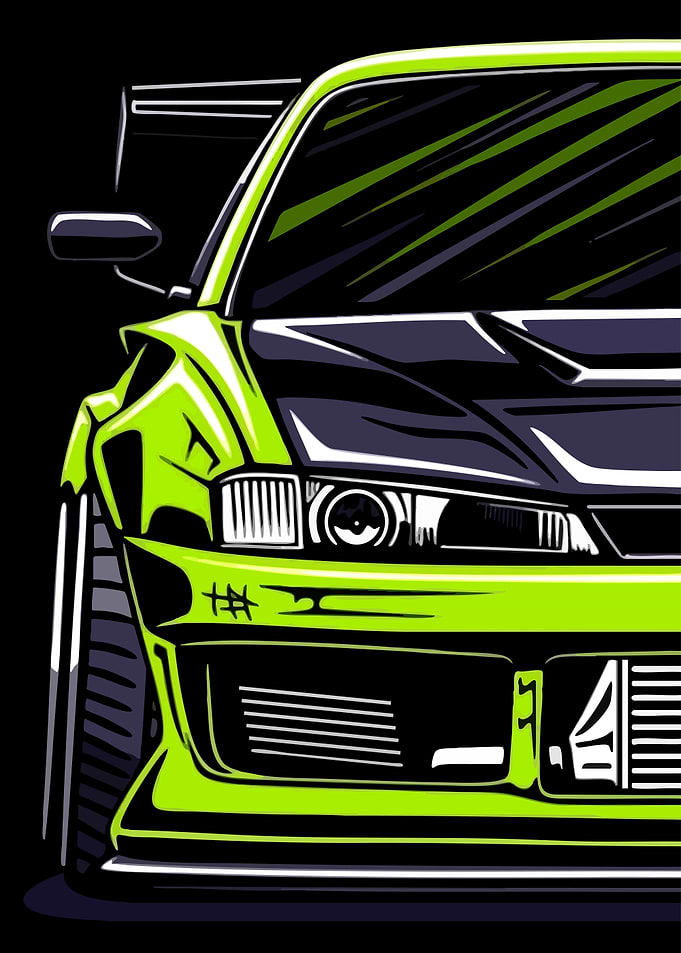 Lime Green Sports Car Front View