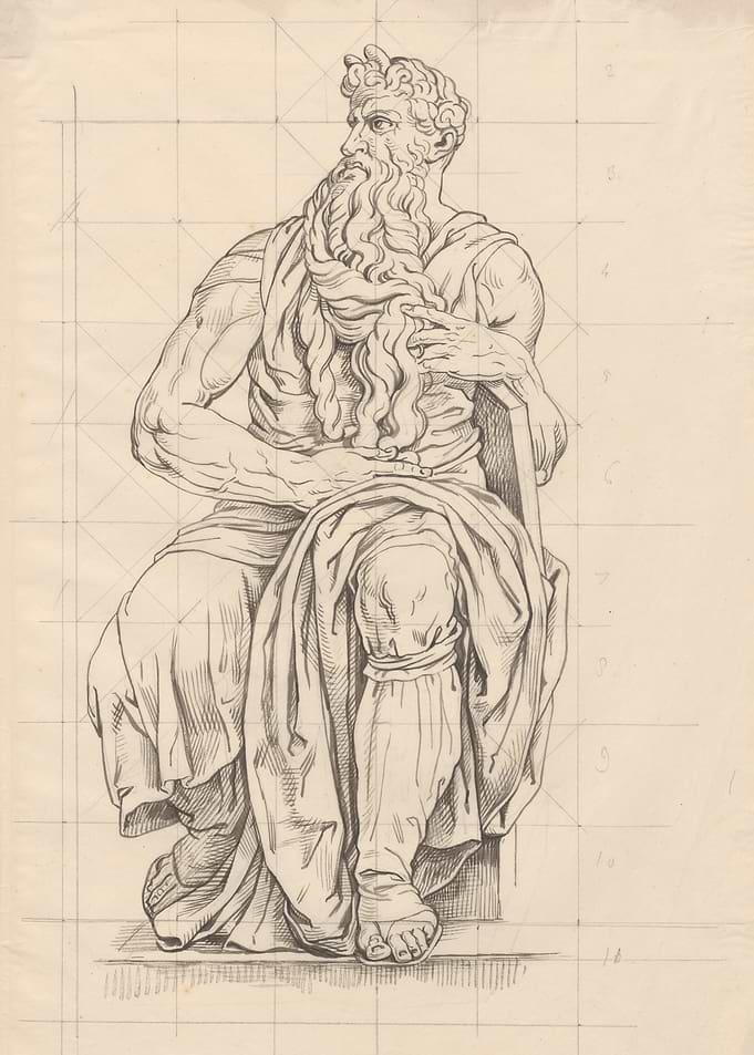 Pencil Sketch of Moses Statue