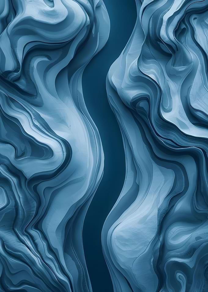 Dordogne Flow Abstraction – Aerial River Art in Fluid Blues”