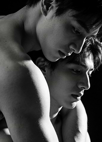 Two men embracing
