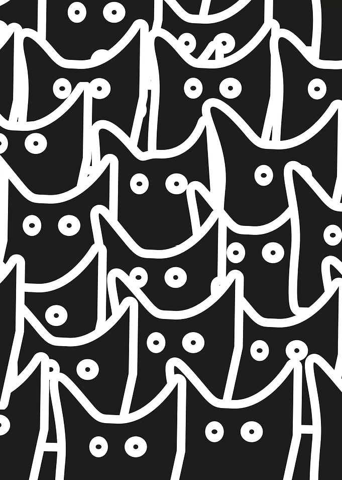 Pattern of Black Cats with White Eyes