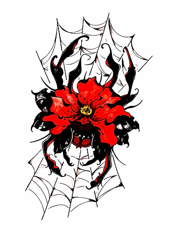 Spider Flower Tattoo Design