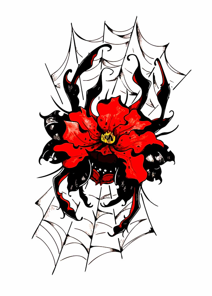 Spider Flower Tattoo Design