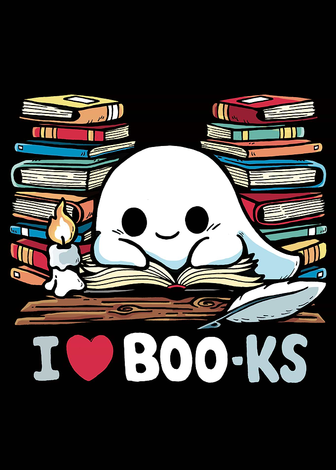 Cute Ghost Reading Books