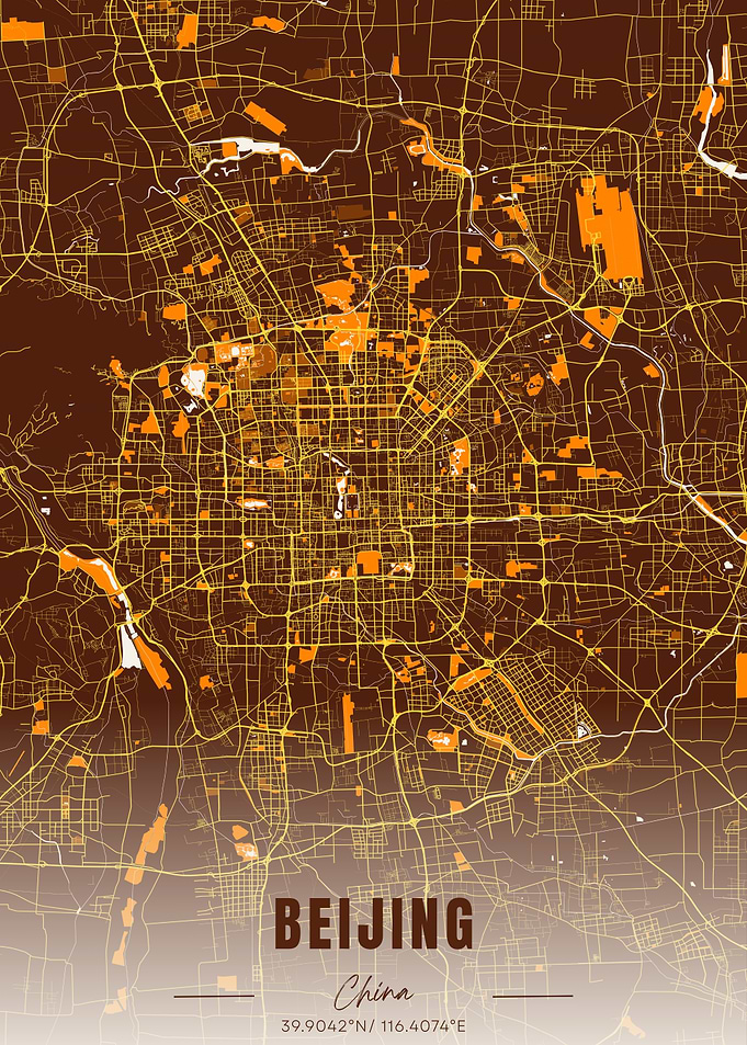 Beijing City Map Art