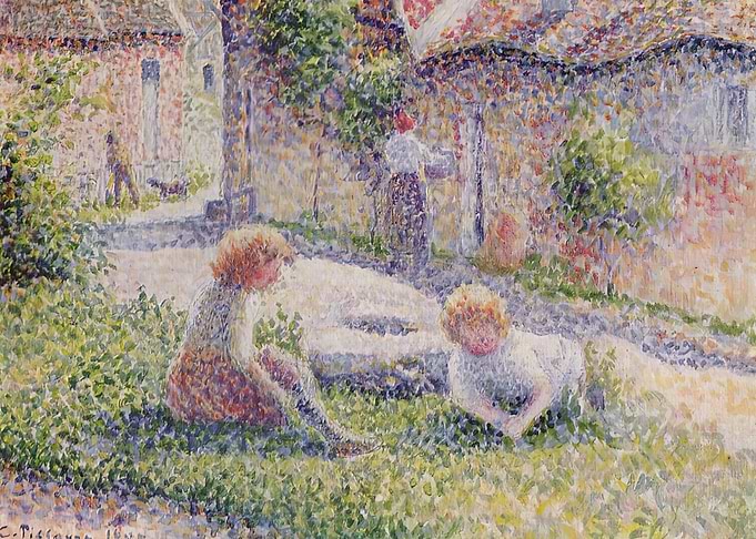 Children in a Garden, Camille Pissarro art