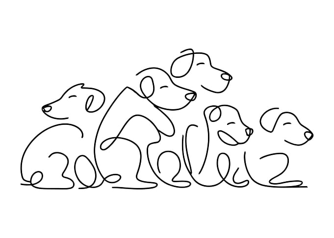 Minimalist line art dogs